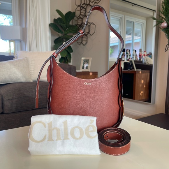 LNWOT Chloe Darryl Small Hobo Crossbody in Sepia Cognac Brown - Picture 6 of 14